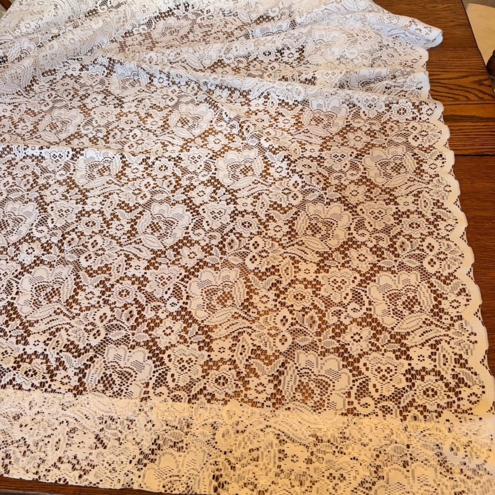 Vintage JCPenney Lace Curtains Set of 2 White Floral Panels Made in USA